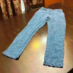 Jones York Sport 100%
Linen  Straight Leg Pants Light Blue size 4-EUC